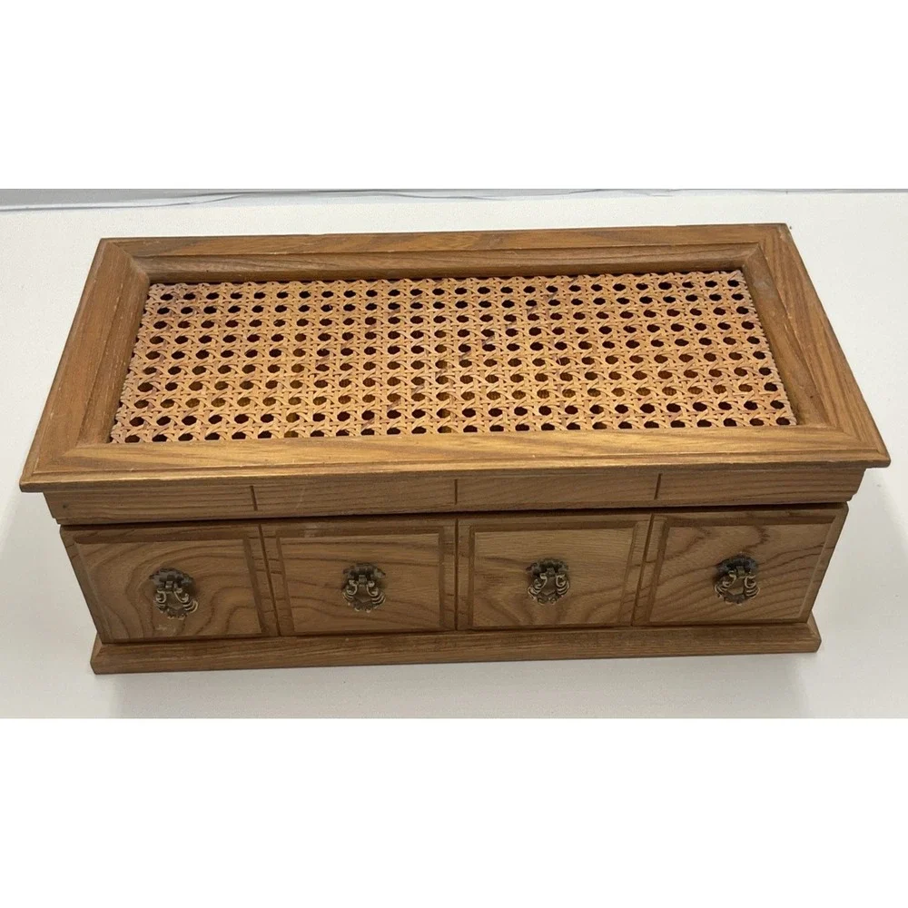 Vintage Wooden Music and‎ Jewelry Box with Brass Handles